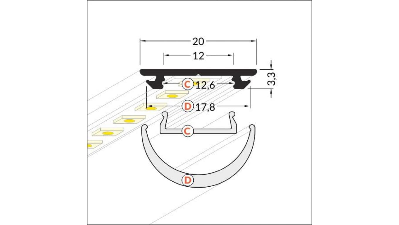 

Profil ARC12 1m aluminium czarny do zginania