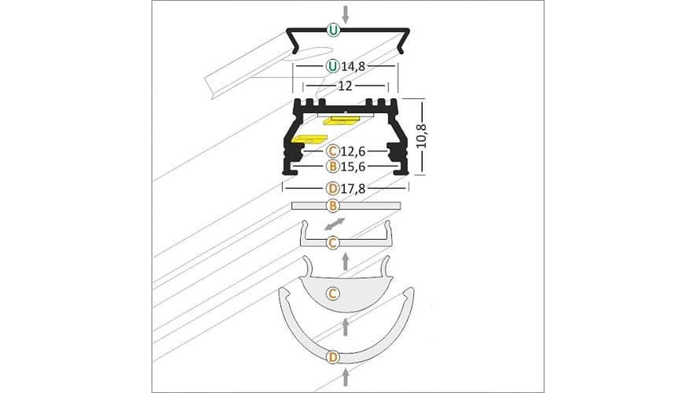 

Profil led UNI12 BCD/U 2m anodowany