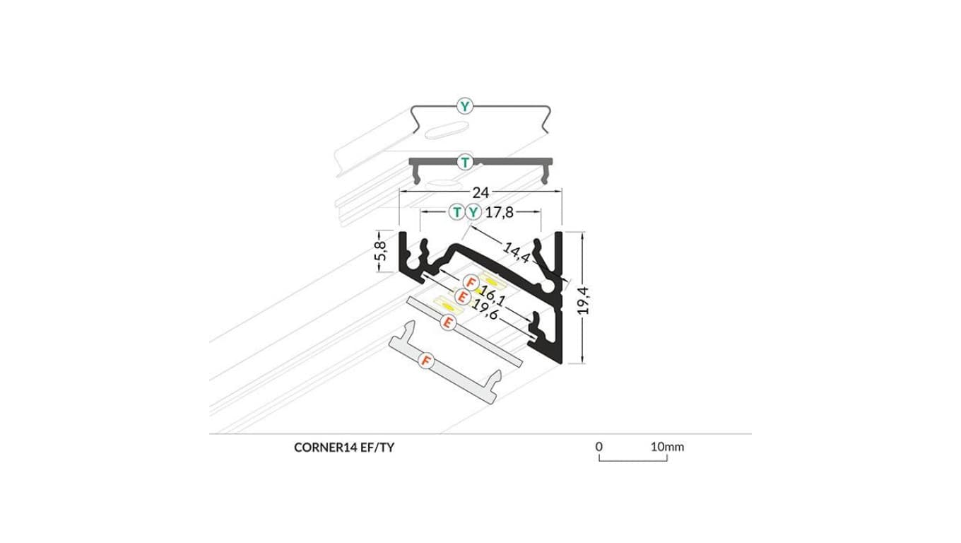 

Profil Corner14 2m anodowany led