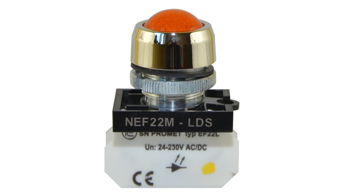 

Lampka NEF22 metalowa sferyczna błyskająca żółta W0-LD-NEF22MLDSB G