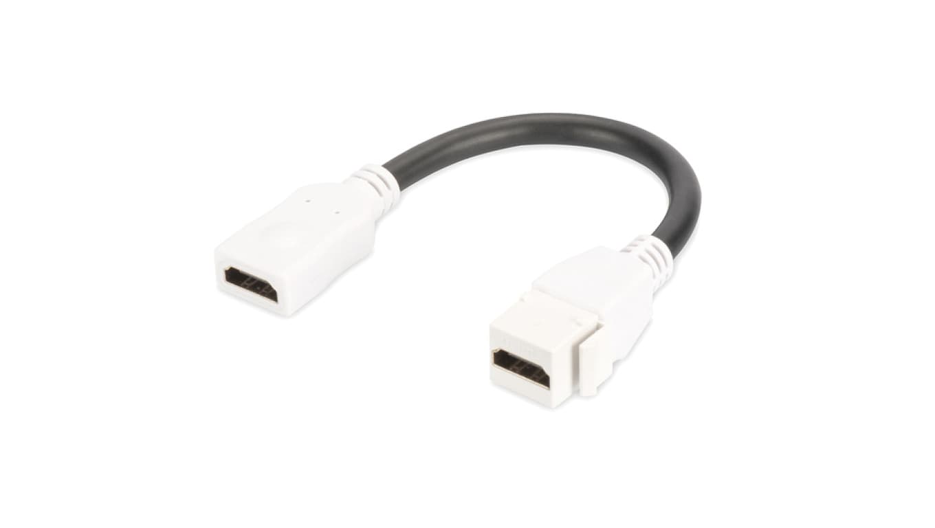 

Moduł Keystone HDMI z kablem 12cm, łącznik do gniazd i pustych paneli, żeński/żeński, biały