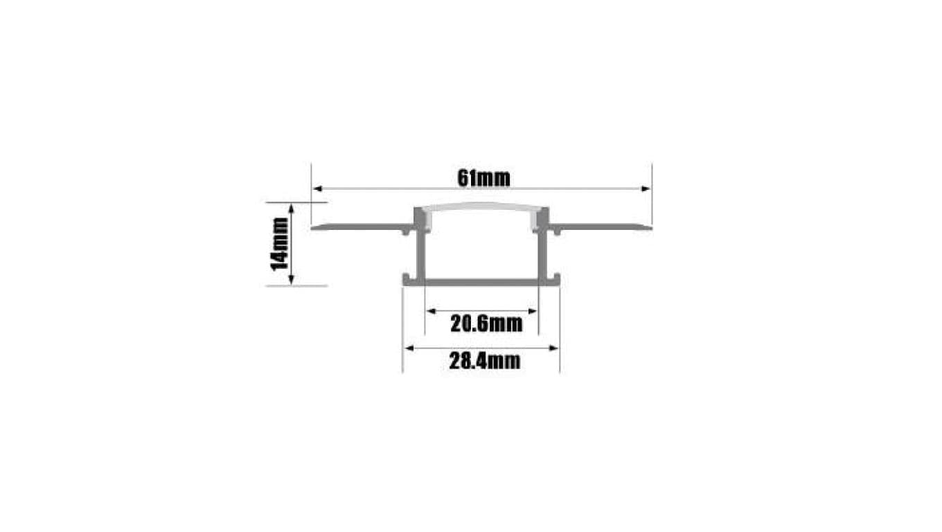 

Profil MiniLUX LINE-20 2m srebrny +Klosz mleczny klik (profil wpuszczany ze skrzydełkami do zagipsowania)