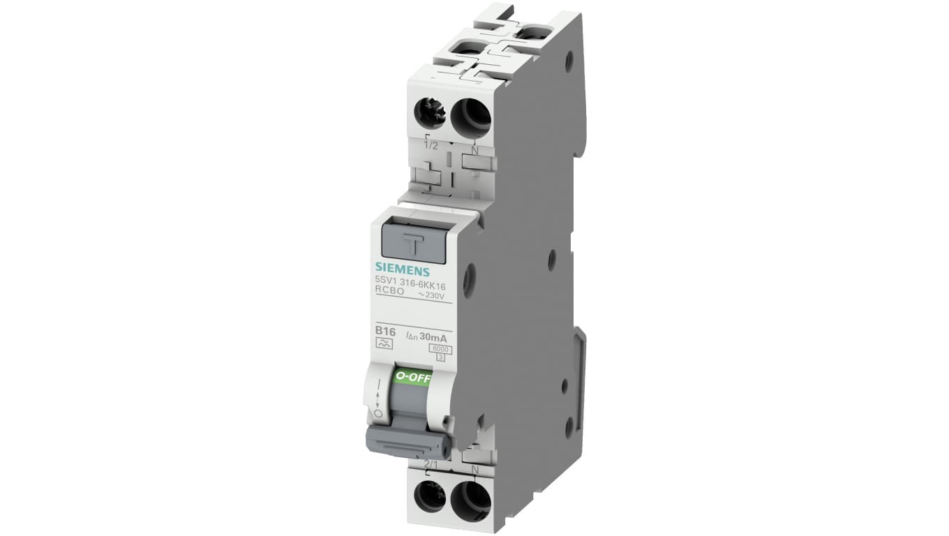 

Wyłącznik różnicowo-nadprądowy 2P B 16A 0,03A Typ AC 6kA 30mA 400V SENTRON 5SV1316-0KK16