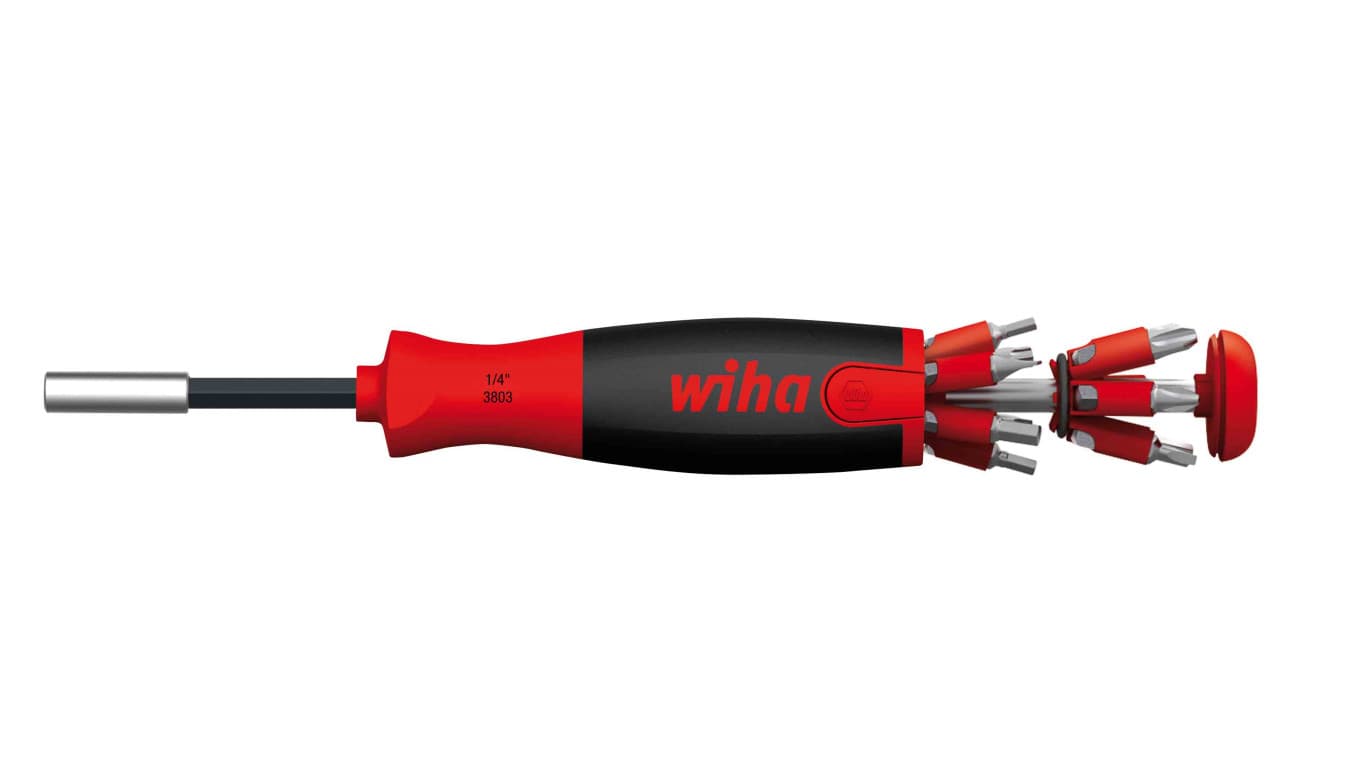 

Wiha Magnetyczny wkrętak z magazynkiem bitów LiftUp 25 mieszany z 12 bitami, 1/4 380302021 38601