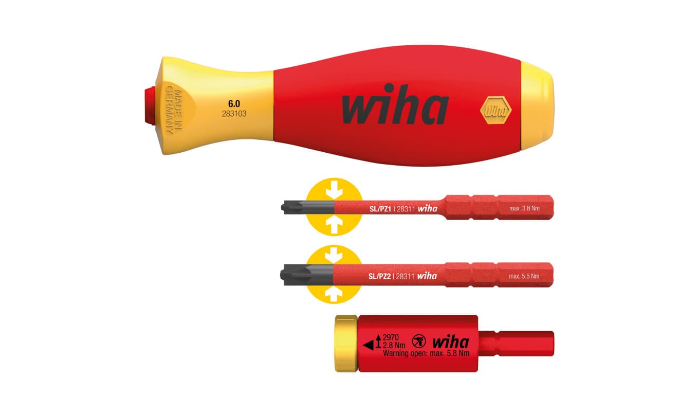 

Wiha Zestaw adapterów dynamometrycznych easyTorque electric z uchwytem slimVario i bitami slimBit SL/PZ 4-cz. w opakowaniu blist