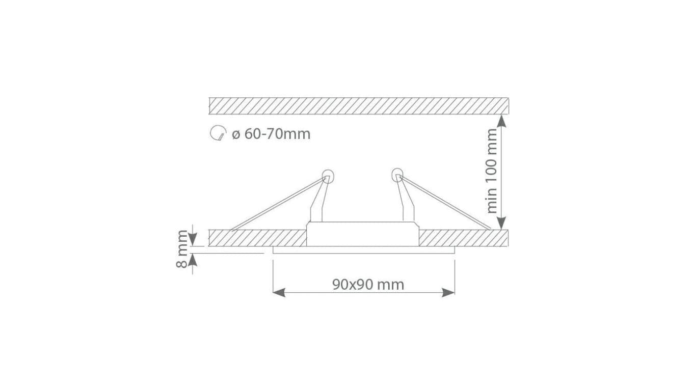 

Oprawa szklana GLASSO-K-B kwadrat czarna 90x8 halogenowa wpuszczana