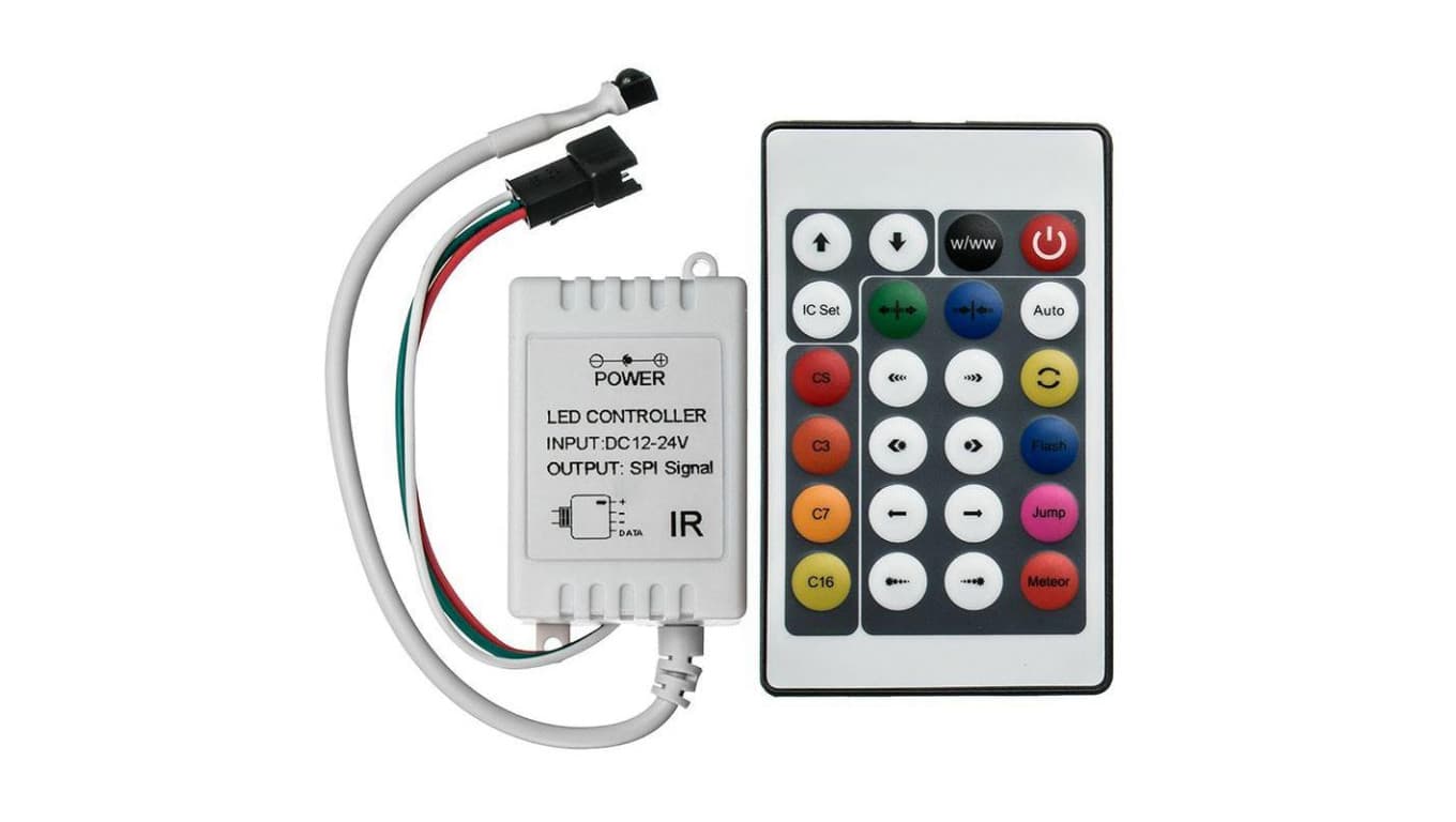

Kontroler sterownik RGB IR IC WS2811 24 przyciski 72W do 1000 pikseli Digital