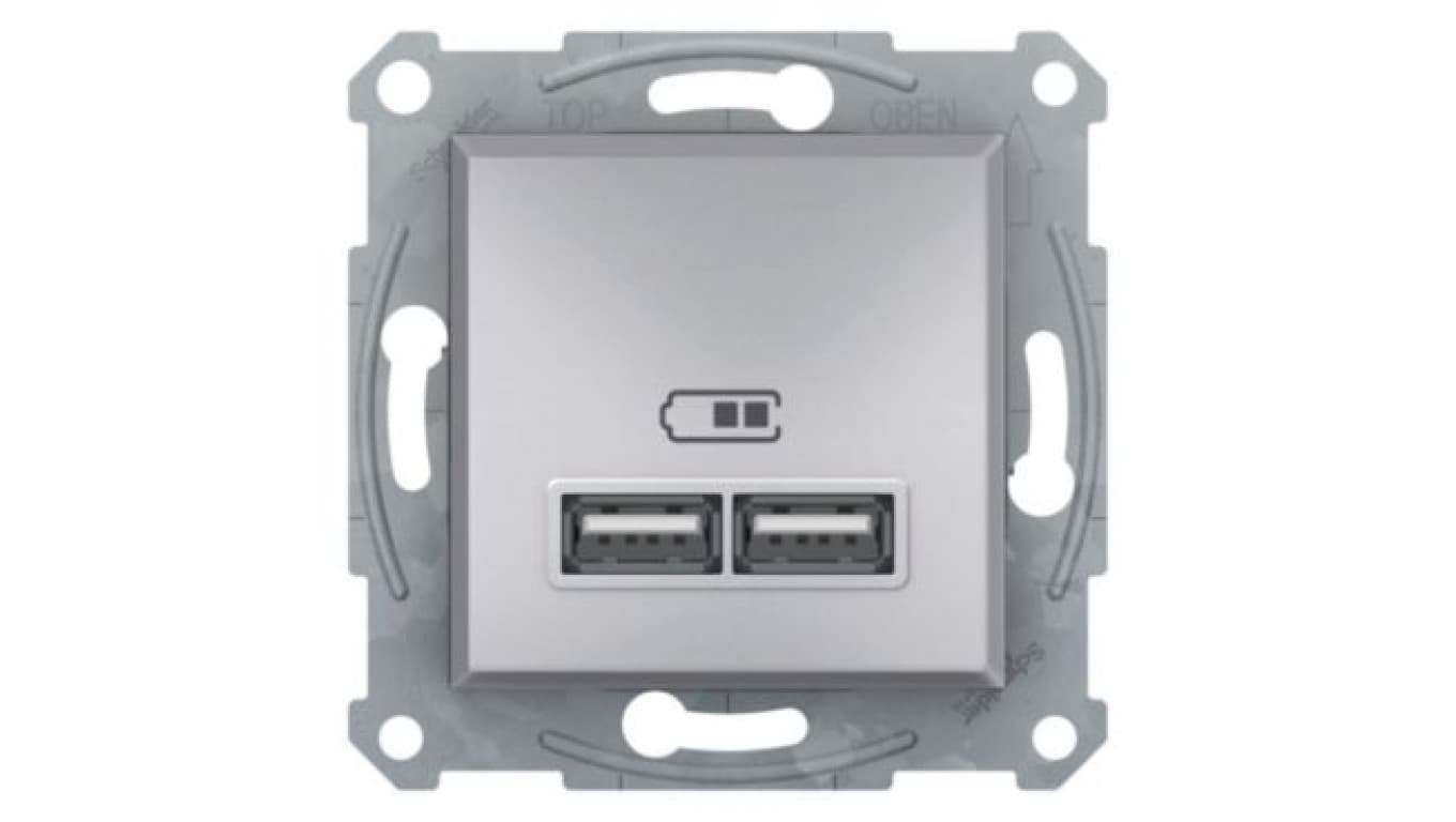 

Asfora Gniazdo ładowarki USB 2.1A bez ramki aluminium EPH2700261