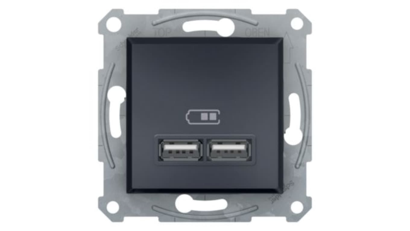 

Asfora Gniazdo ładowarki USB 2.1A bez ramki, antracy EPH2700271