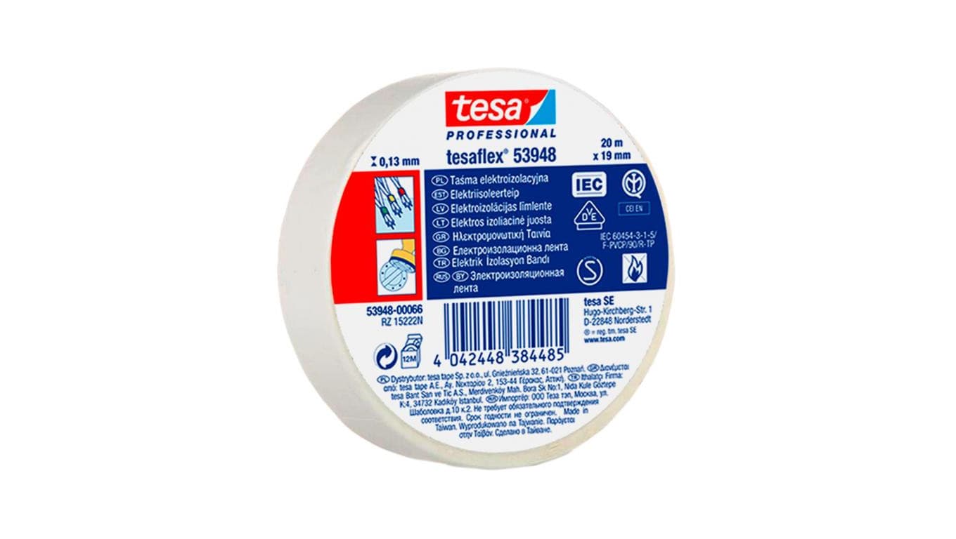 

Taśma elektroizolacyjna 5000V PVC 20m 19mm biała 53988-00066-00