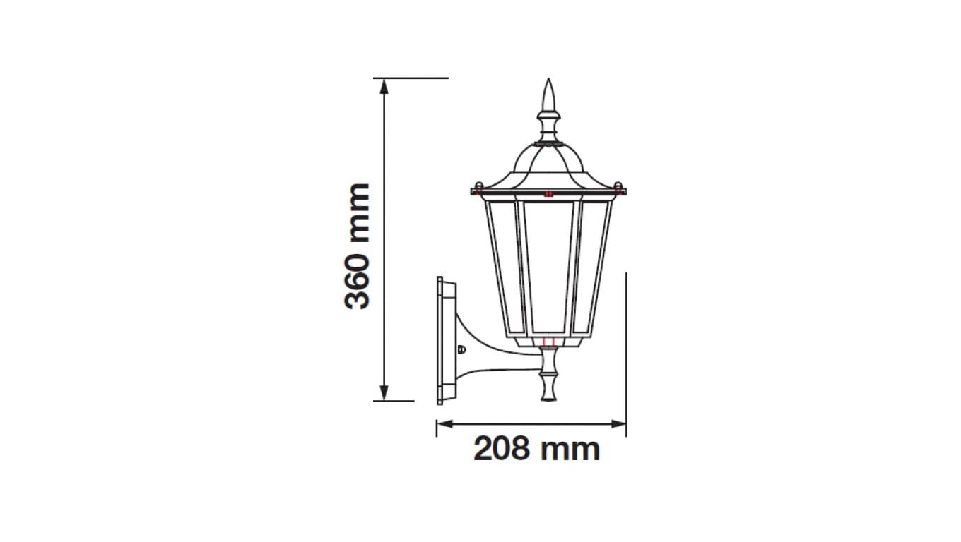 

Lampa Ogrodowa Ścienna VT-750 E27 Max. 40W Czarna DOWN 7068