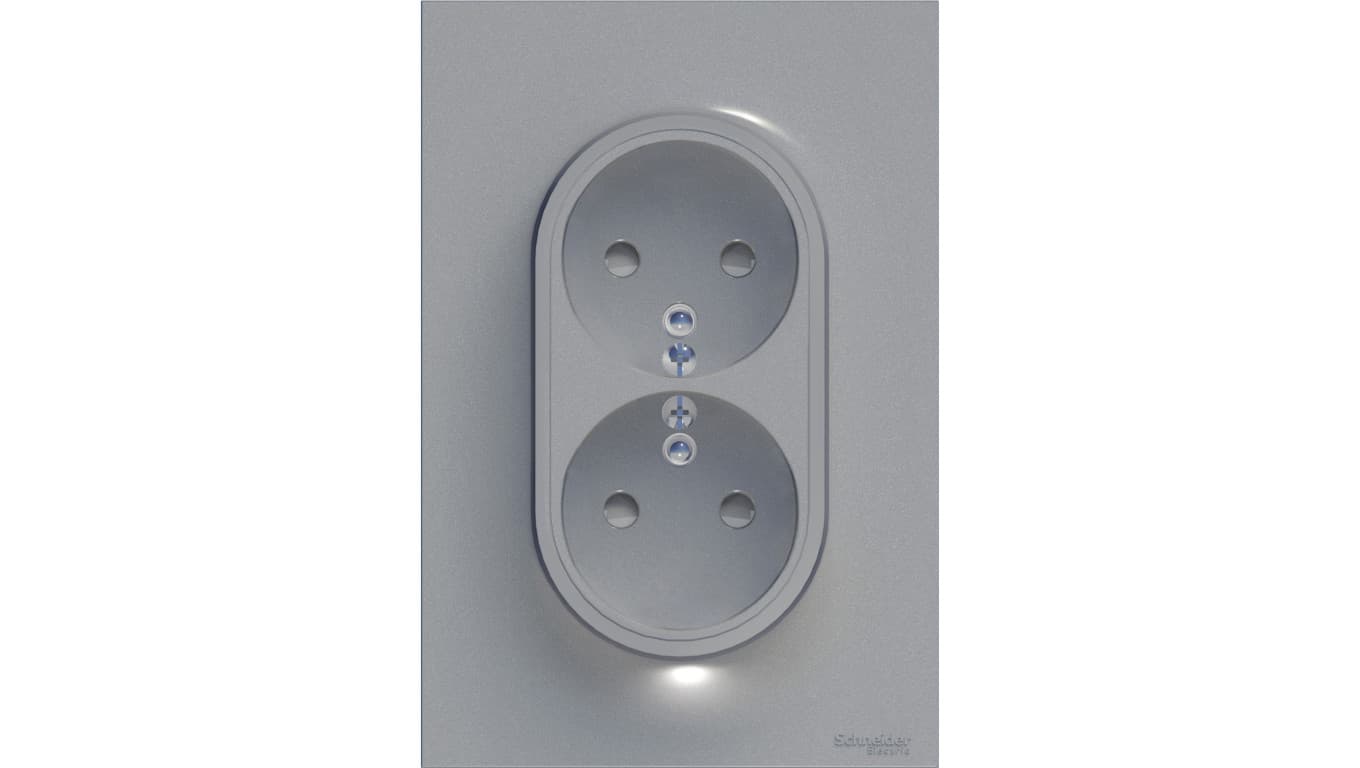 

Odace Gniazdo podwójne z/u aluminium S52D089E