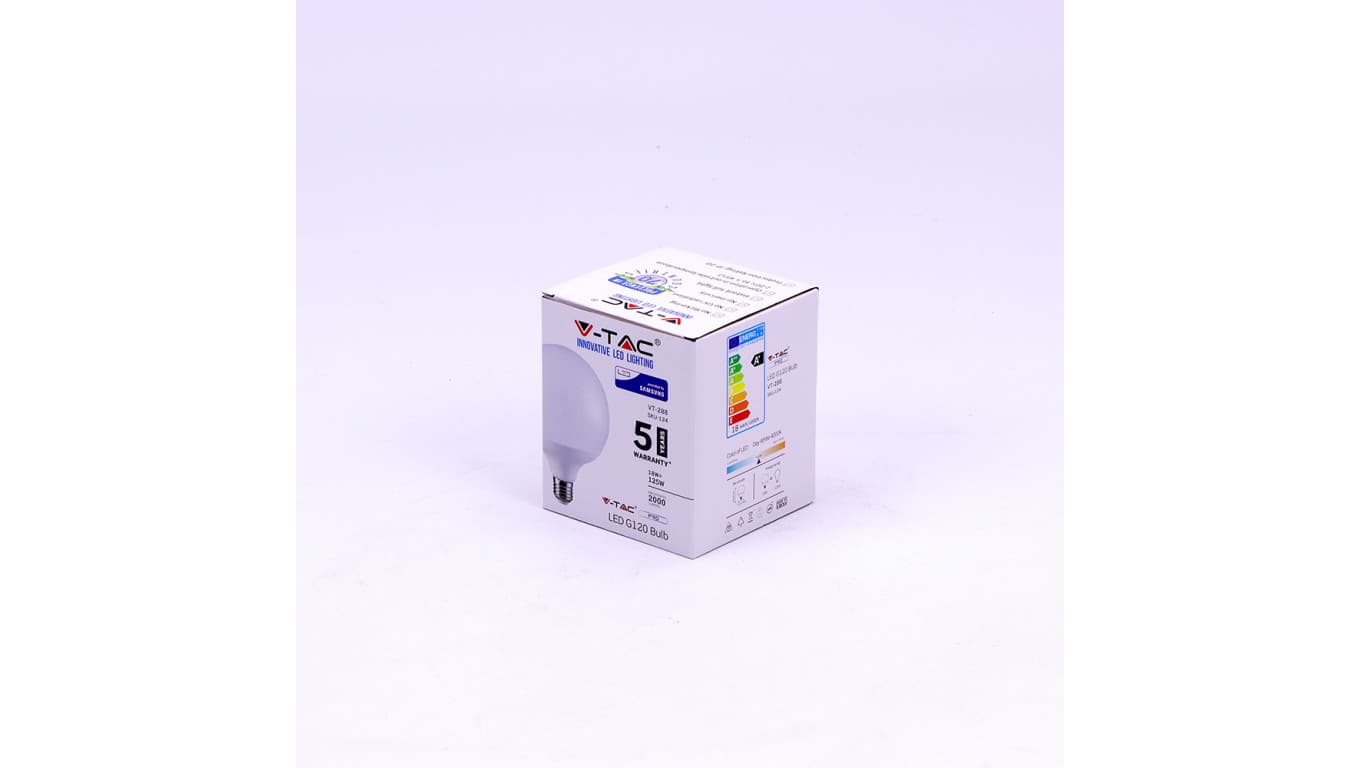 

Żarówka LED VT-288 SAMSUNG CHIP 18W E27 G120 4000K 2000lm A+ 200st. 124