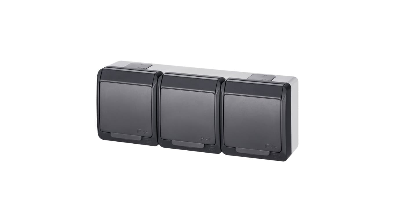 

Hermes Gniazdo hermetyczne potrójne z/u Schuko antracyt 16A IP44 0326-07