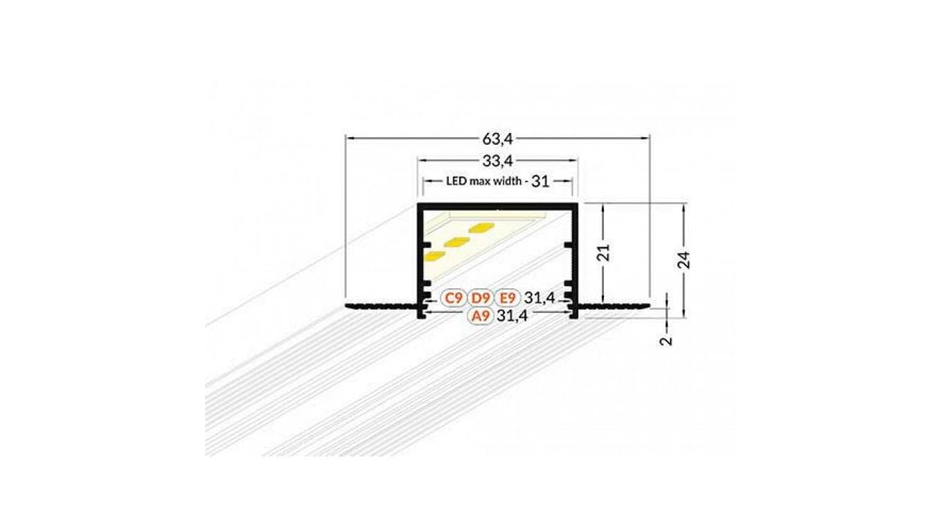

Profil Vario30-05 ACDE-9 surowy 2 MB aluminiowy do zagipsowania