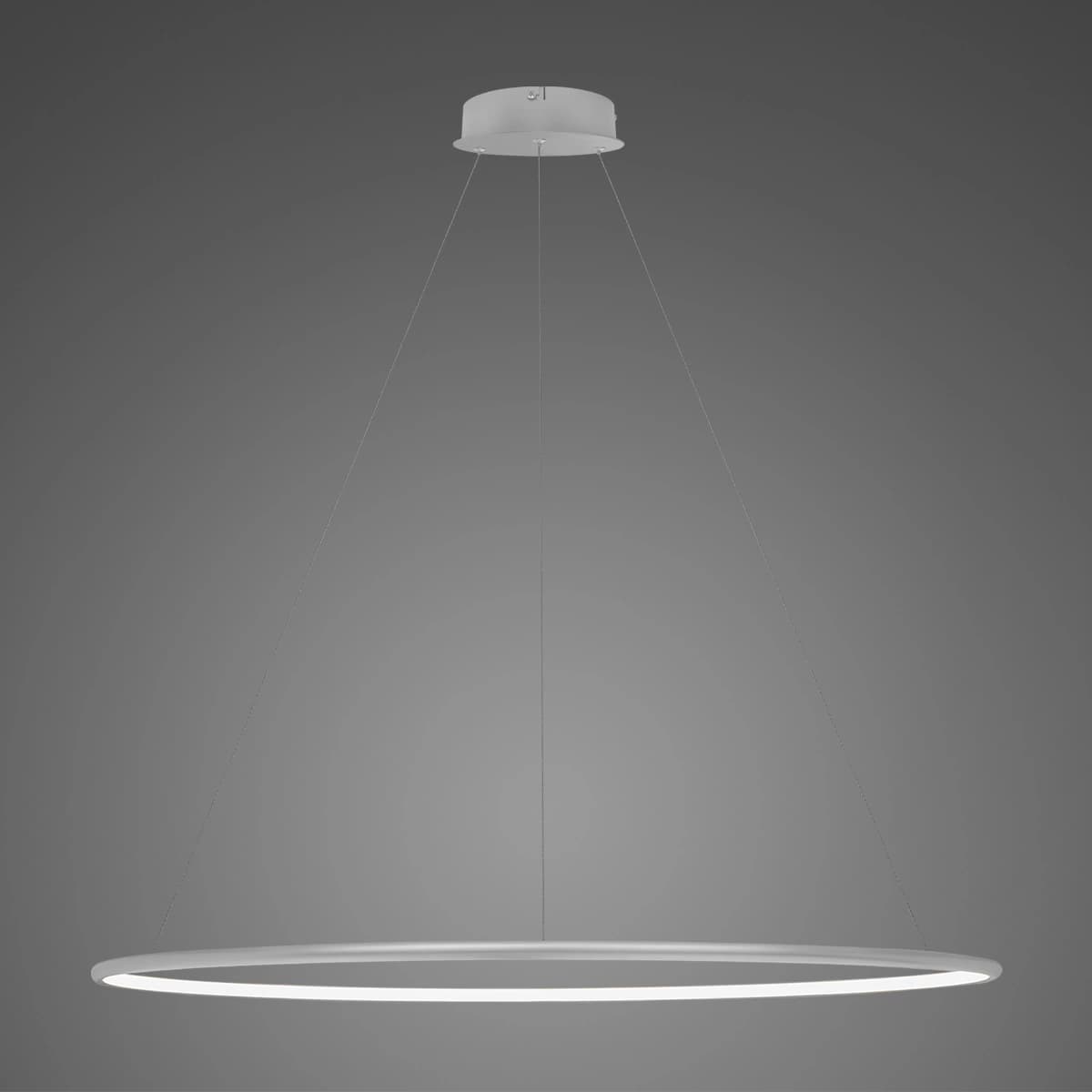 

Lampa wisząca Ledowe Okręgi No.1 Φ120 cm in 3k srebrna ściemnialna Altavola Design (Barwa światła delikatnie ciepła, Kierunek padania światła do wewnątrz, Kolor srebrny, Możliwość ściemniania tak)