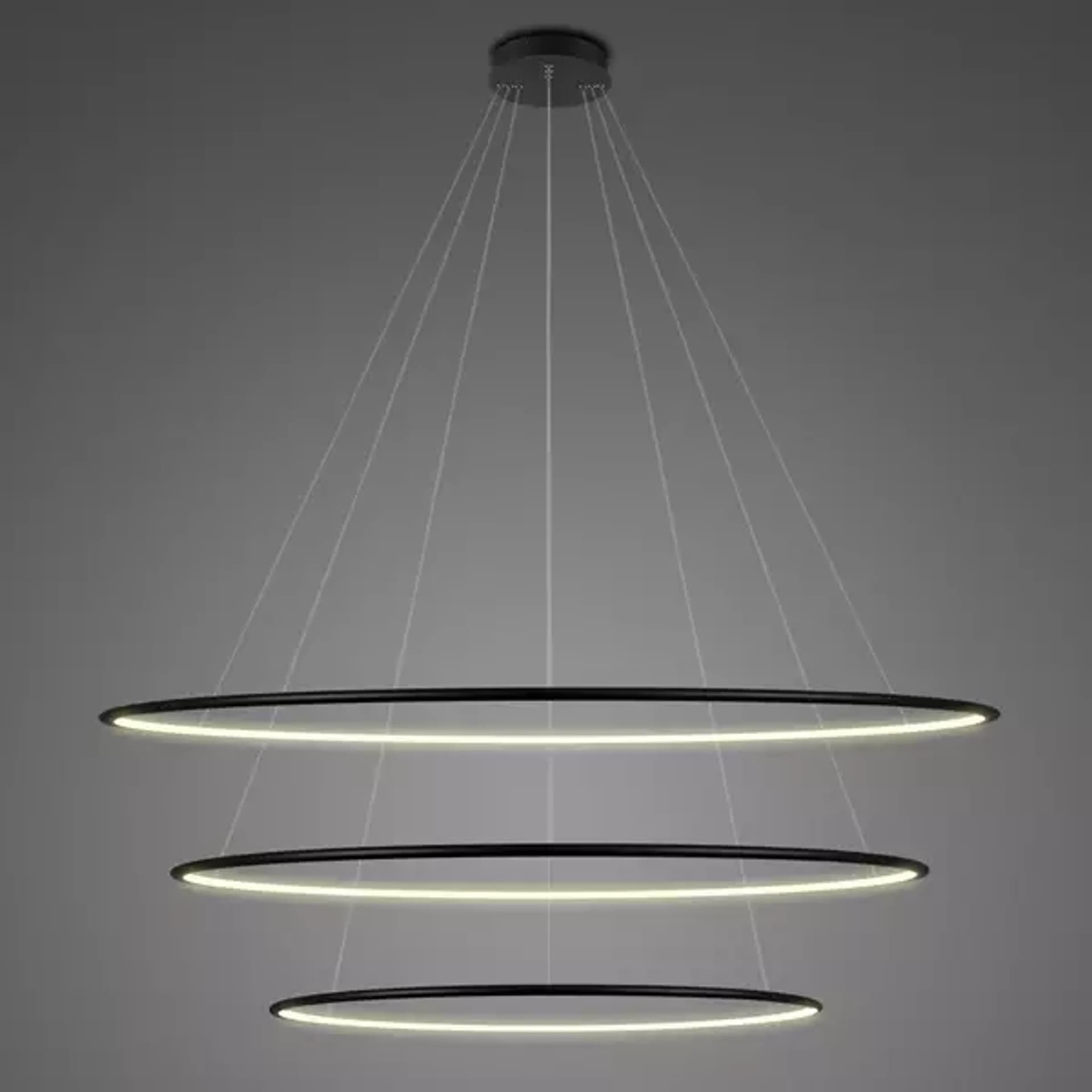 

Lampa wisząca Ledowe Okręgi No.3 Φ120 cm in 3k czarna Altavola Design (Barwa światła delikatnie ciepła, Kierunek padania światła do wewnątrz, Kolor Czarny, Możliwość ściemniania nie)