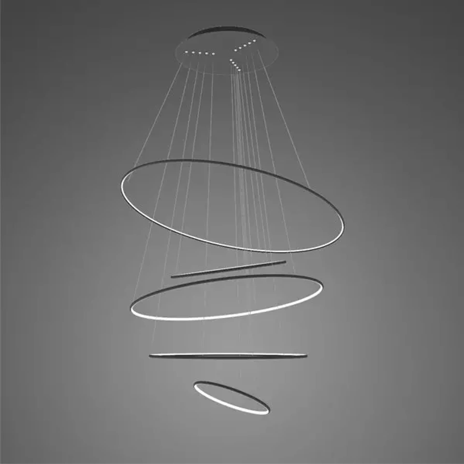 

Lampa wisząca Ledowe okręgi No.5 Φ150 cm 3k czarna ściemnialna Altavola Design (Barwa światła delikatnie ciepła, Kierunek padania światła do wewnątrz, Kolor Czarny, Możliwość ściemniania tak)