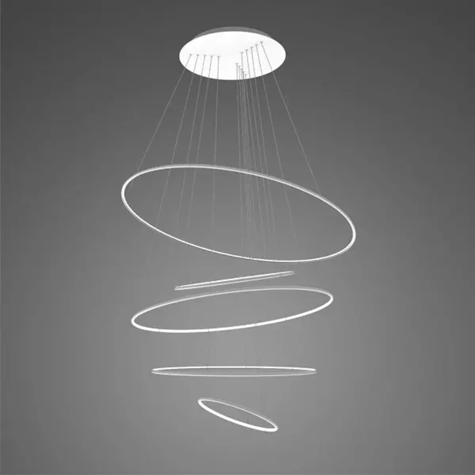 

Lampa wisząca Ledowe okręgi No.5 Φ150 cm 3k biała ściemnialna Altavola Design (Barwa światła delikatnie ciepła, Kierunek padania światła do wewnątrz, Kolor Biały, Możliwość ściemniania tak)