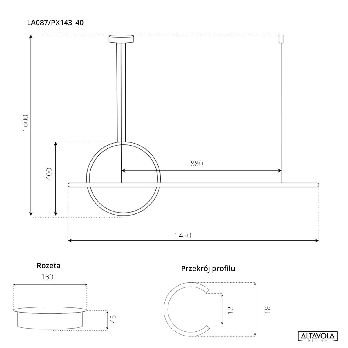 

Lampa wisząca LINEA No.2 Φ40 cm 3k biała Altavola Design (Barwa światła delikatnie ciepła, Kolor Biały, Możliwość ściemniania nie)