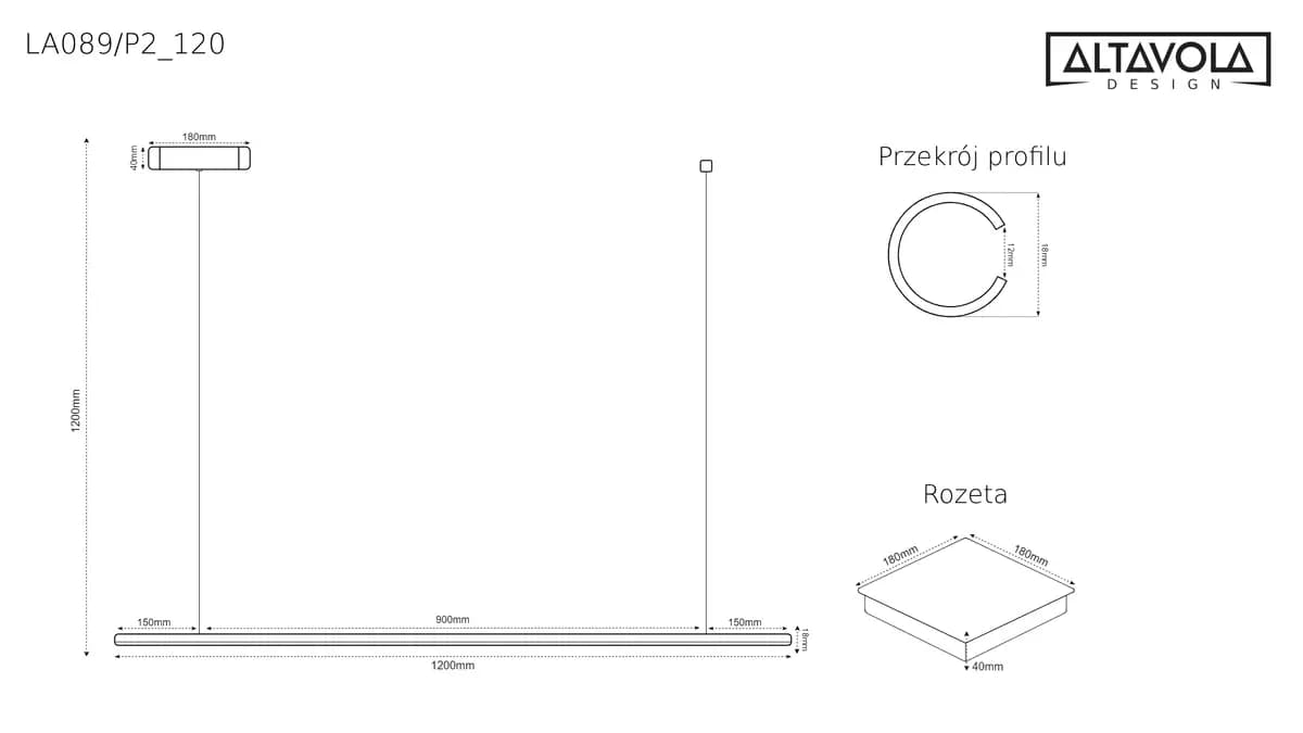 

Lampa wisząca LINEA No.1B 120cm 4k czarna Altavola Design (Barwa światła barwa dzienna, Kolor Czarny, Możliwość ściemniania nie)