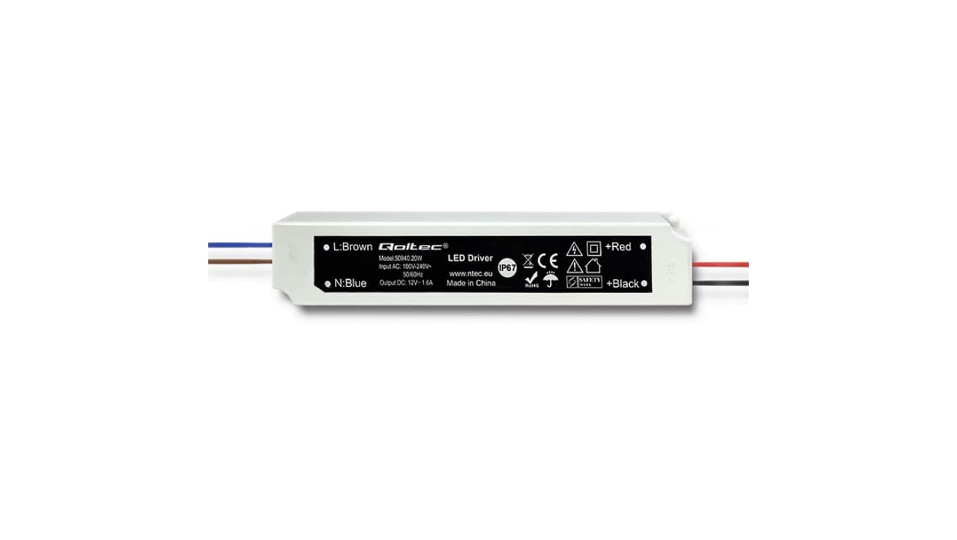 

Qoltec Zasilacz impulsowy LED IP67 | 20W | 12V | 1.6A | Wodoodporny (0NC)