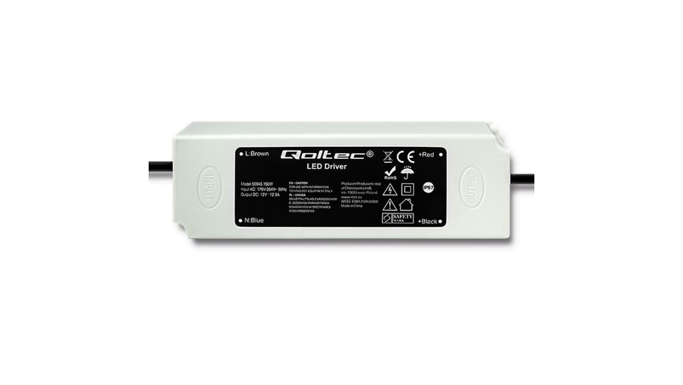 

Qoltec Zasilacz impulsowy LED IP67 | 150W | 12V | 12.5A | Wodoodporny (0NC)