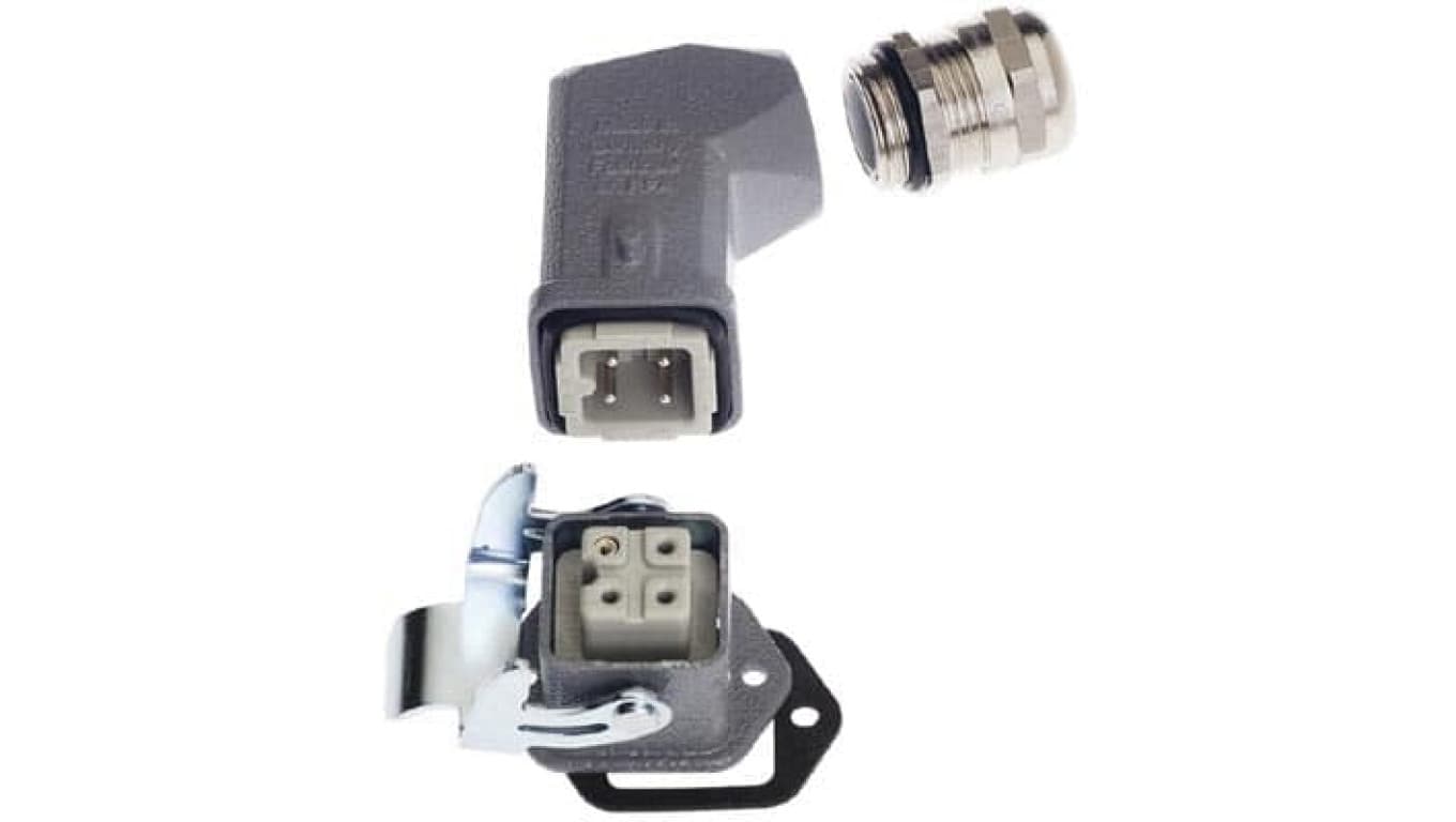 

Obudowa metalowa złącza HAN-KIT 3A 3+PE męski+żeński 230/400V 10A Han A wejście kątowe proste (gniazdo) M20 10200030005, Gniazdo) m20 1020003000