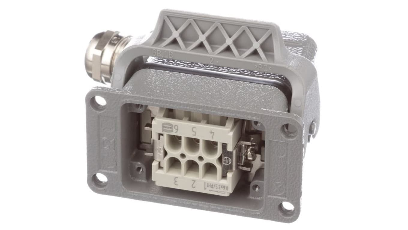 

Obudowa metalowa złącza HAN-KIT 6B 6+PE męski+żeński 500V 16A Han B wejście kątowe+pulpitowe (przelotowe) M20 10330060000, Przelotowe) m20 1033006000