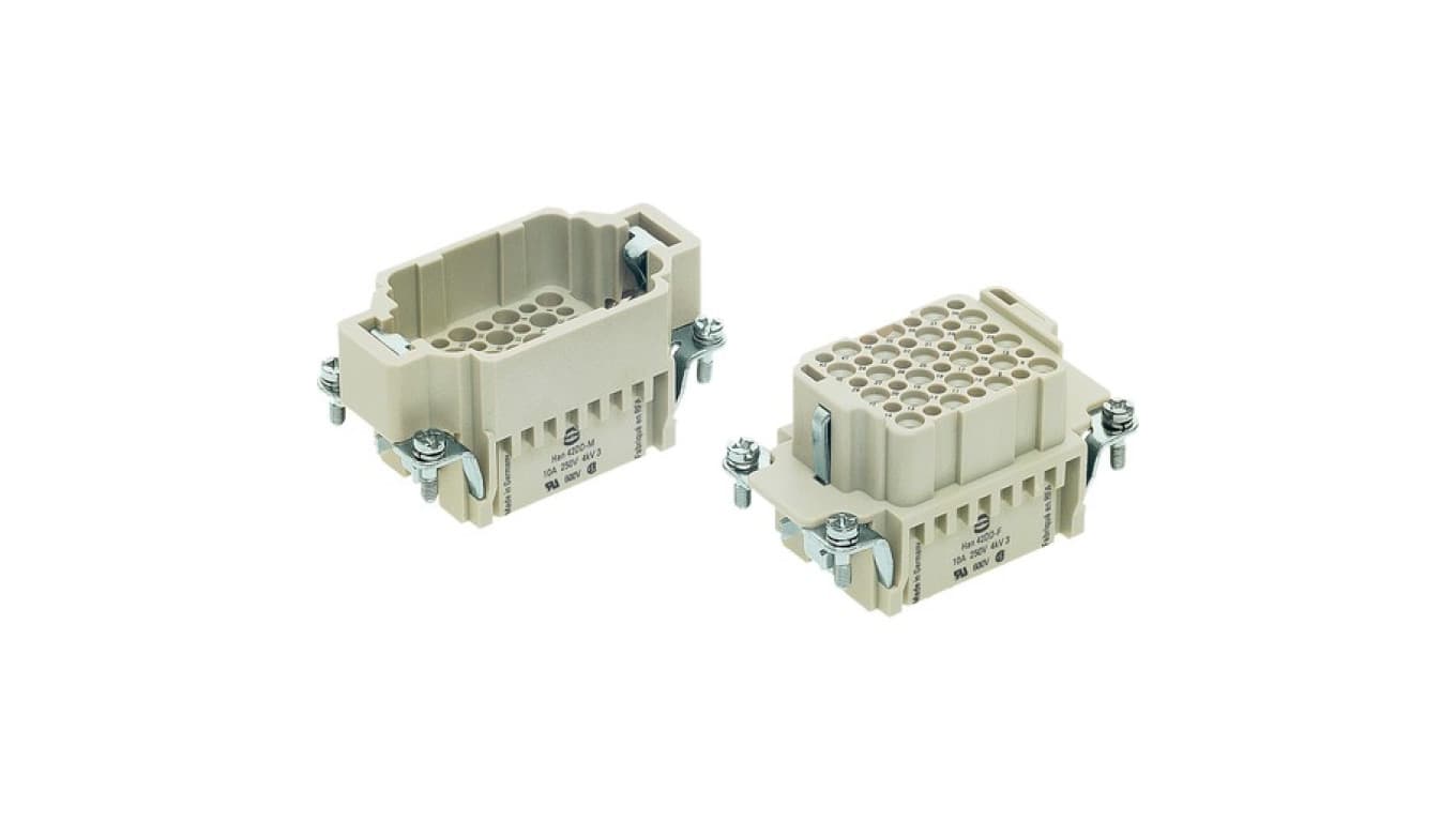 

Złącze zaciskane (wkład) 42+PE żeńskie 250V 10A Han DD 09160423101, Wkład) 42+pe żeńskie 250v 10a han dd 0916042310