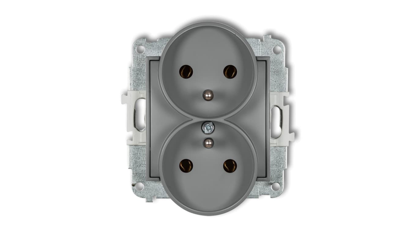 

MINI Gniazdo podwójne z/u szary mat 27MGPR-2z
