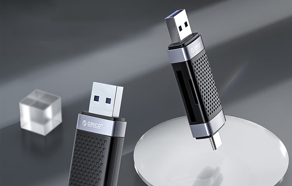 

Czytnik kart pamięci TF/SD Orico CD2D-AC2-BK-EP, USB + USB-C (czarny)