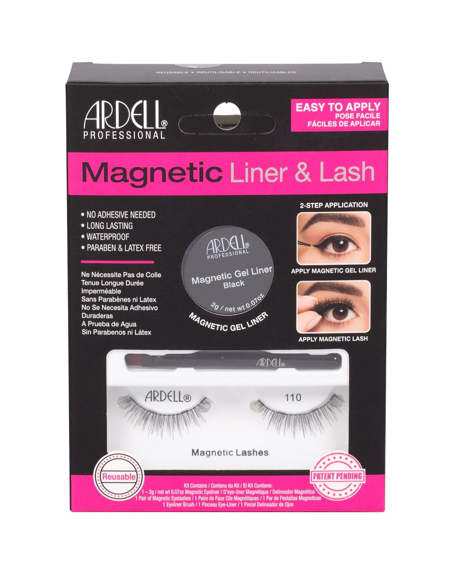 

Ardell Black Liner Lash Magnetic 110 Sztuczne rzęsy 1 szt Magnetyczne rzęsy 110 1 para+ Magnetyczny eyeliner 2g Black + Pędzelek do eyelinera 1 szt (W)