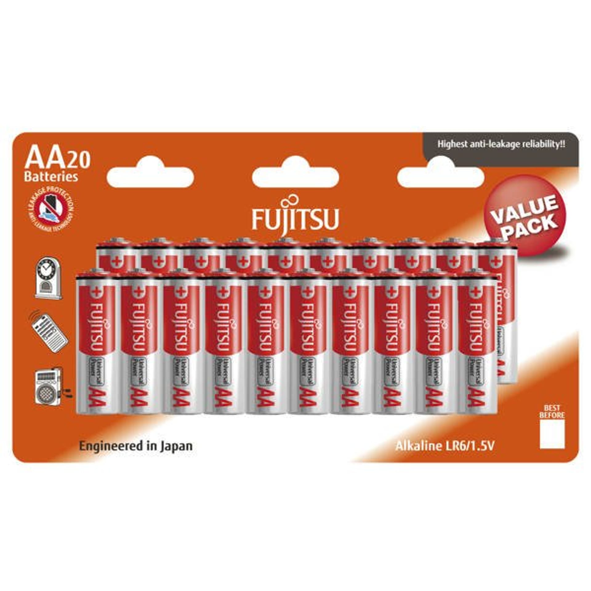 

FUJITSU Bateria alkaliczna LR6 AA, 1.5V, 20szt, blister