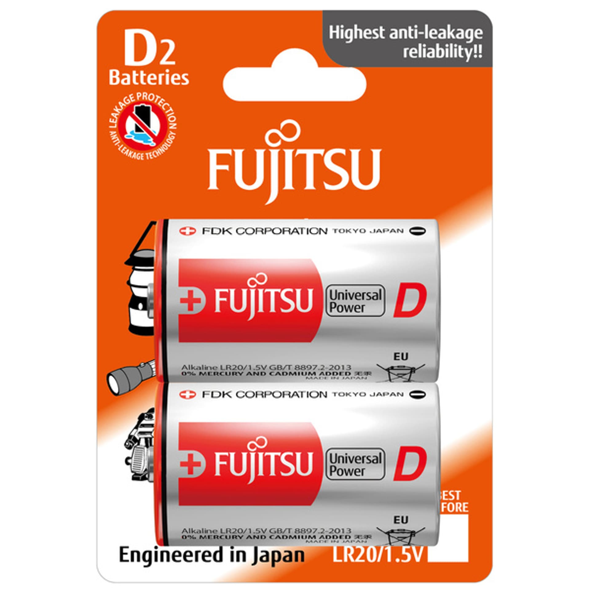 

FUJITSU Bateria alkaliczna LR20 D, 1.5V, 2szt, blister