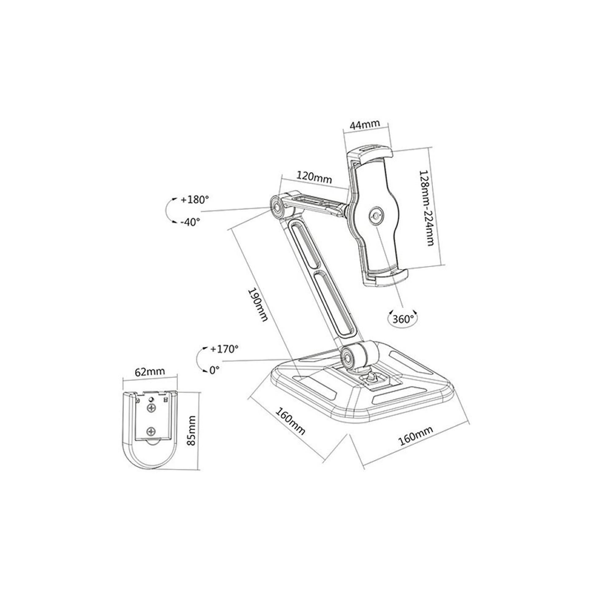 

Ramię biurkowe/ścienne do Tabletu i iPad 4,7-12cali regulowane czarne