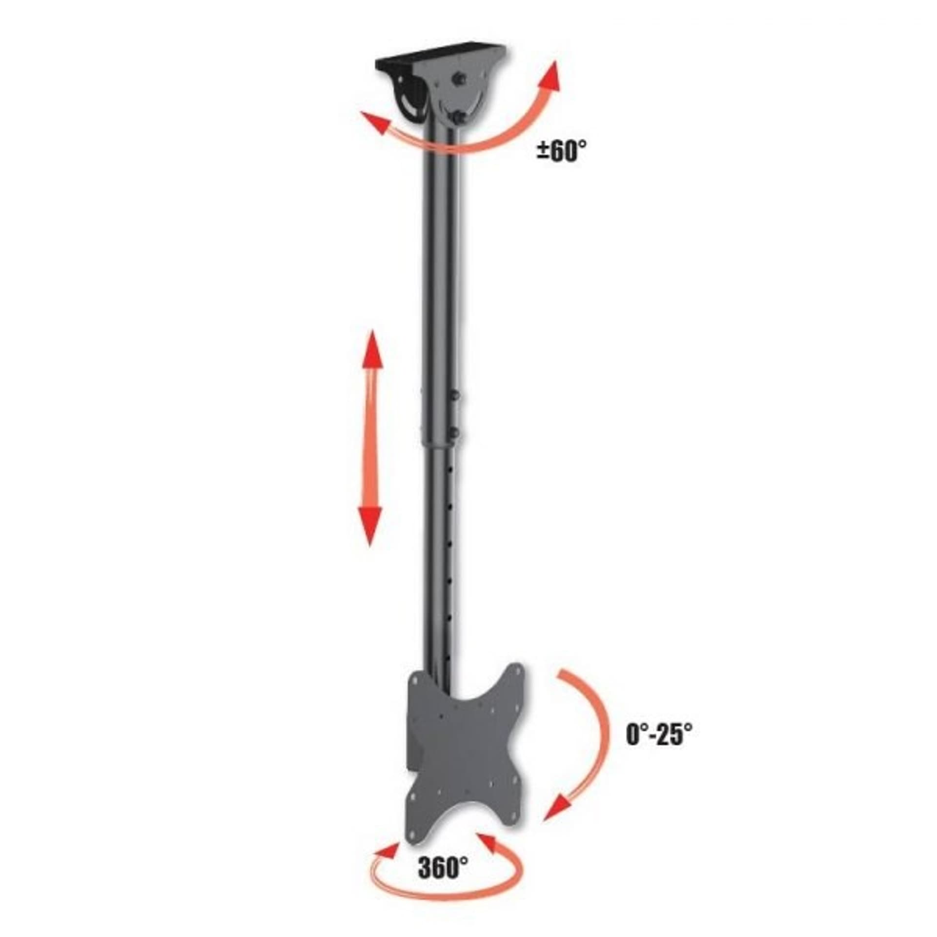

Uchwyt sufitowy LCD/LED 23-42cale 50kg regulowany, czarny