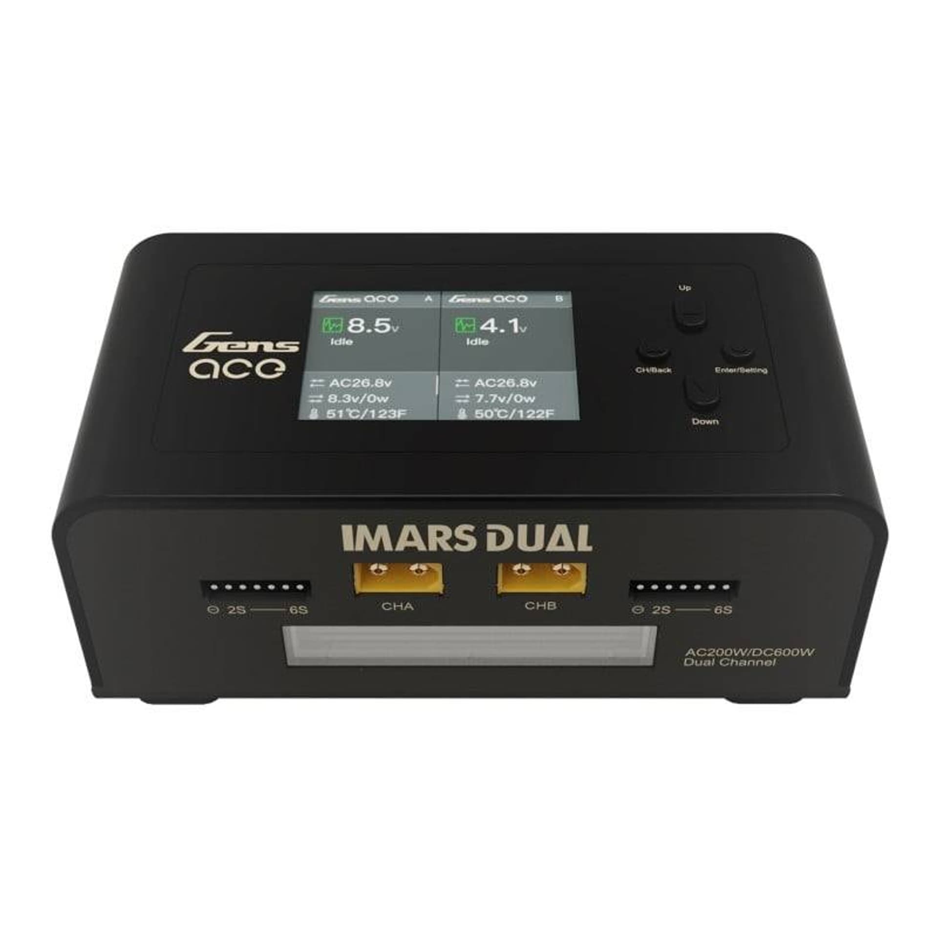 

Ładowarka GensAce IMARS Dual Channel AC200W/DC300Wx2 (Czarna)