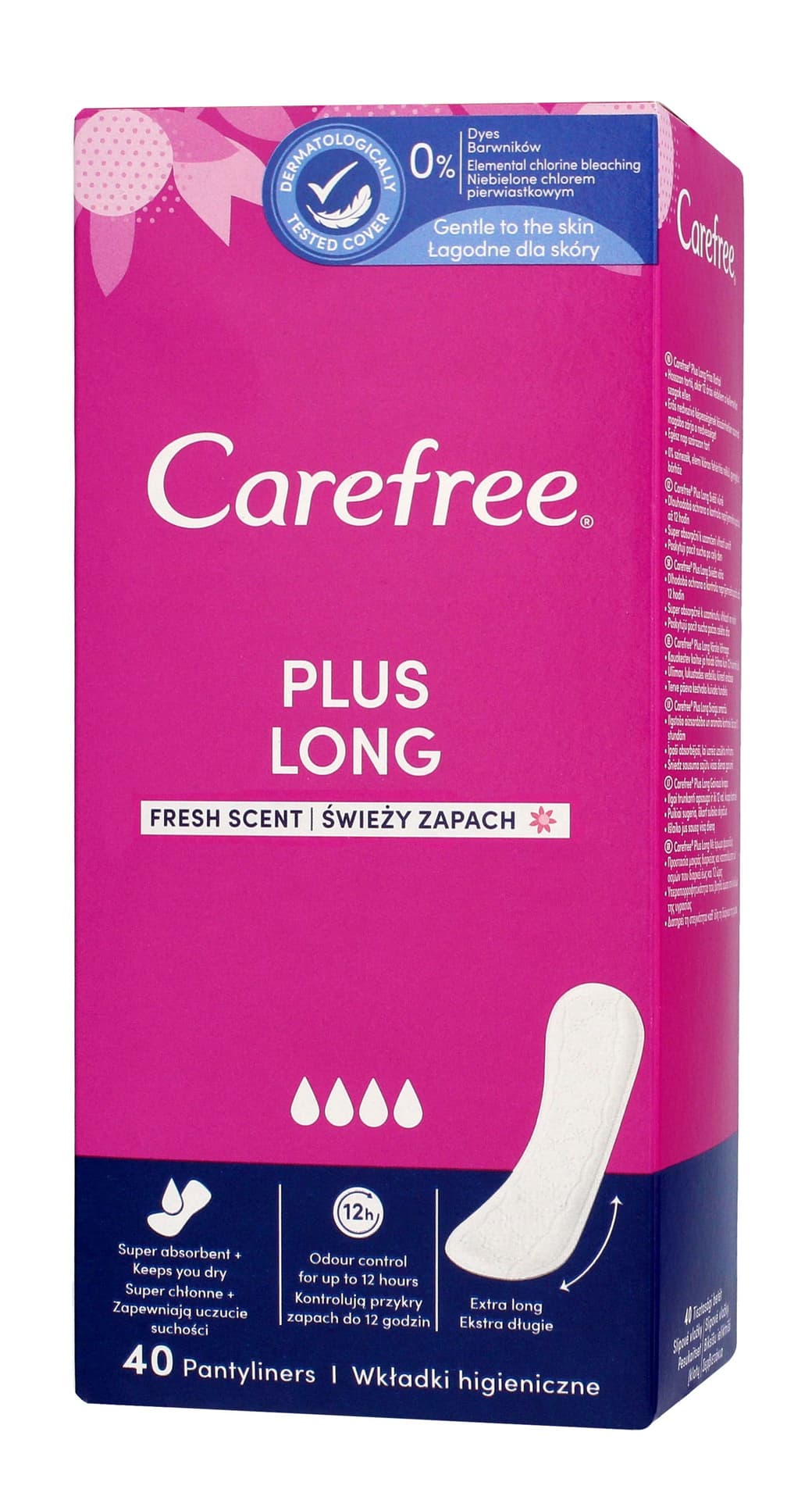 

Carefree Plus Long Wkładki higieniczne Fresh Scent - świeży zapach 1op.-40szt
