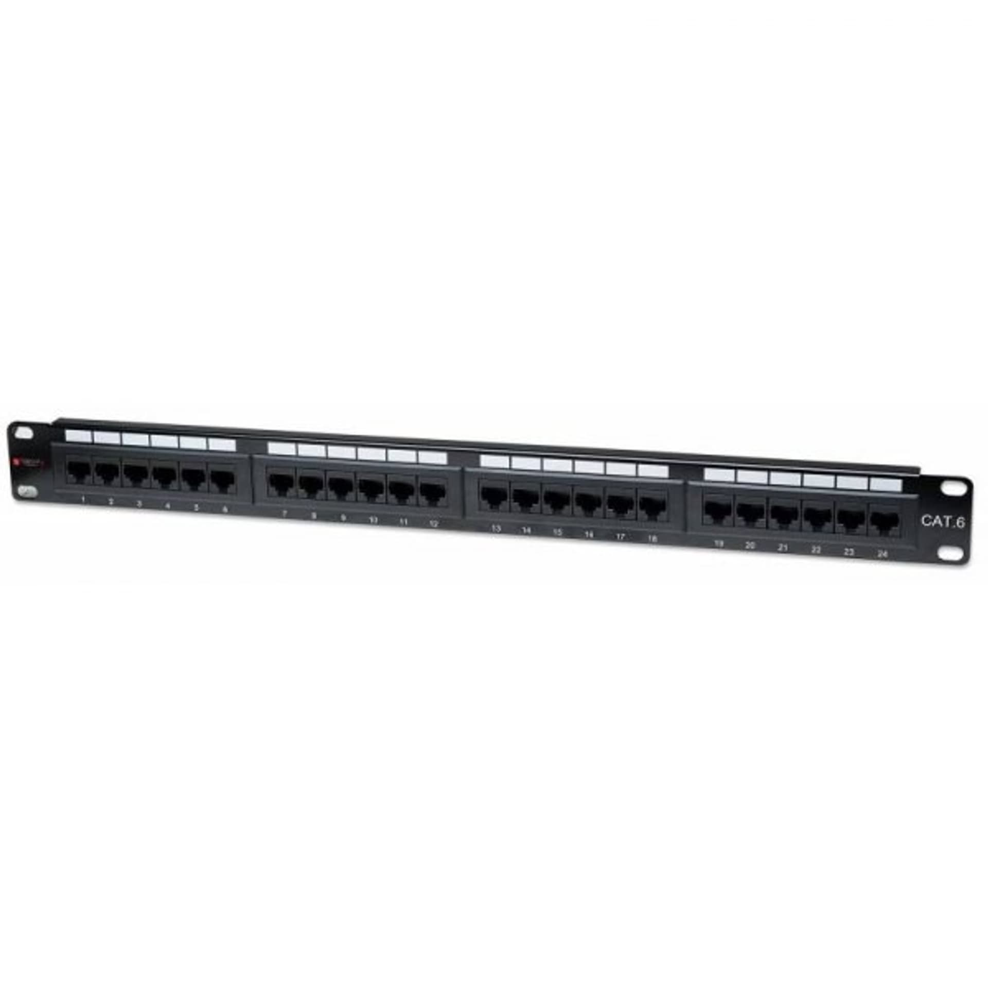 

Patch panel 1U UTP 24xR J45 Cat.6, czarny