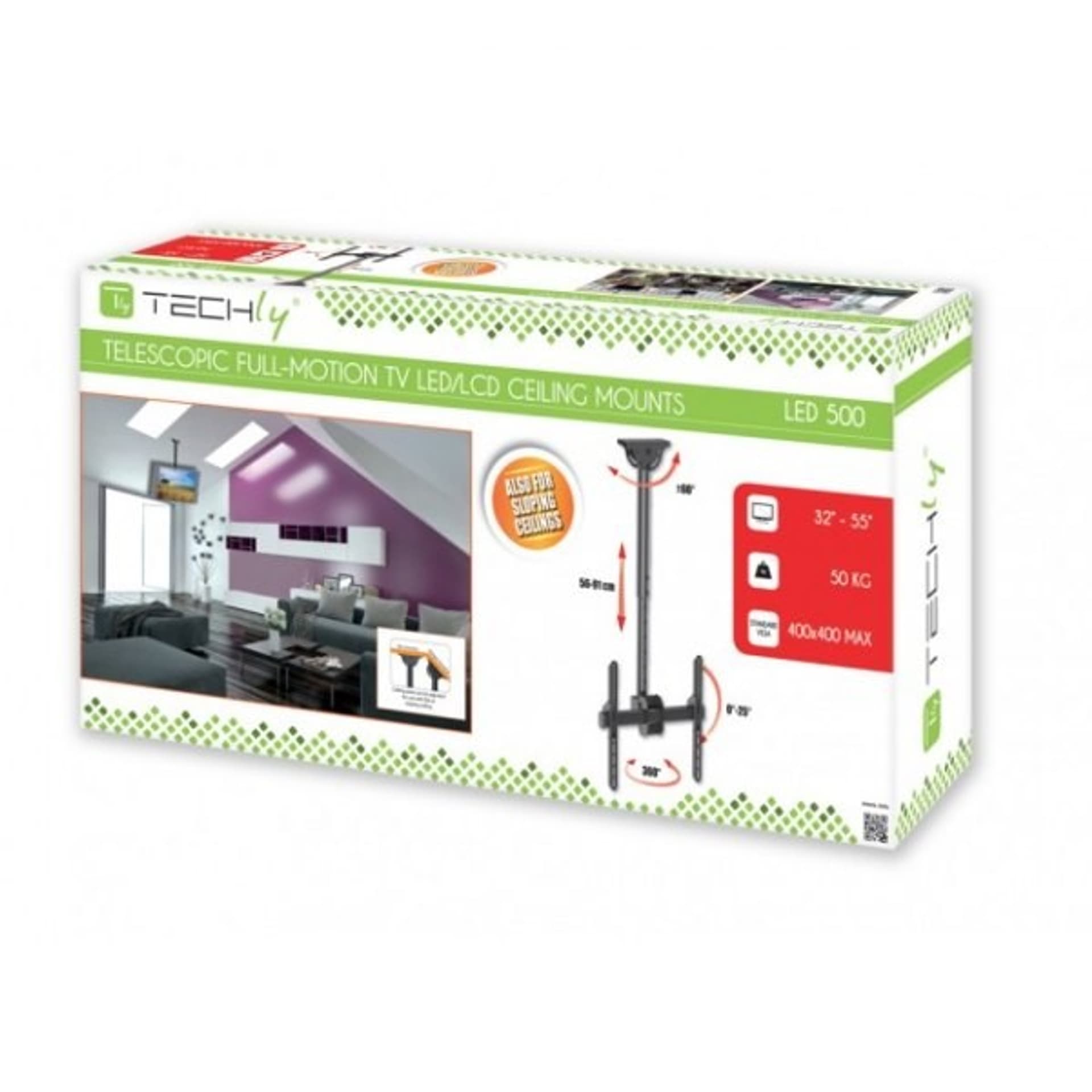 

Uchwyt sufitowy LCD/LED 32-55cali czarny, 50kg