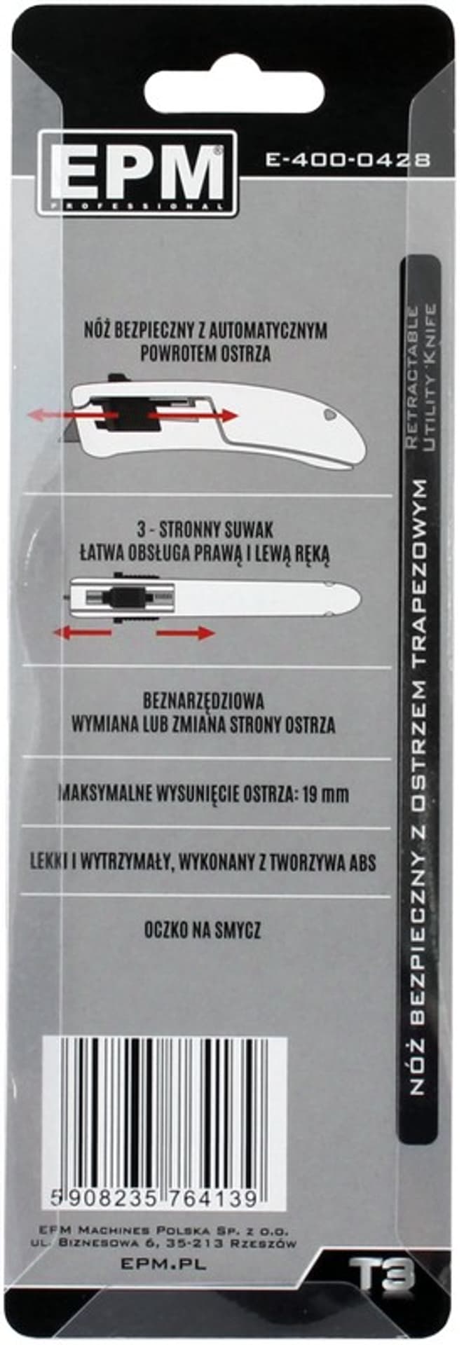 

NÓŻ Z OSTRZEM TRAPEZOWYM BEZPIECZNY