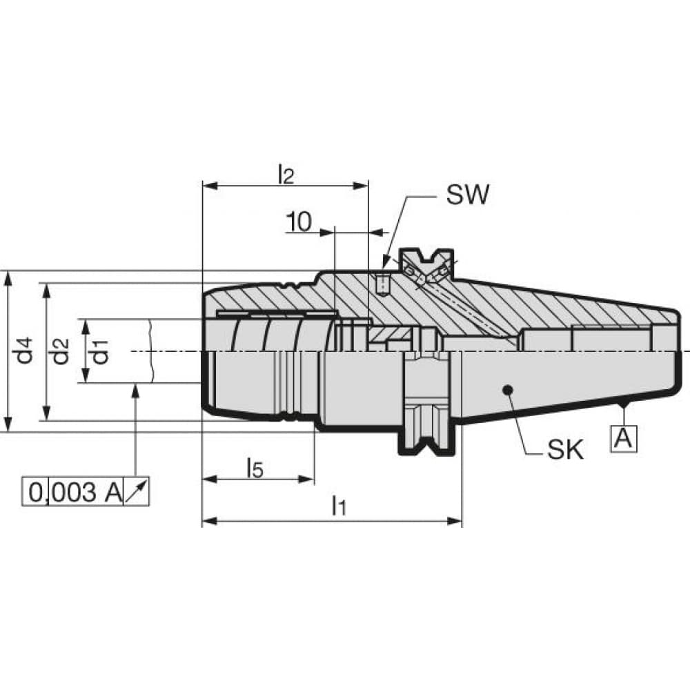 

Uchwyt zacisk.hydraulicz. DIN69871ADB SK40, 18x80,5mm GÜHRING