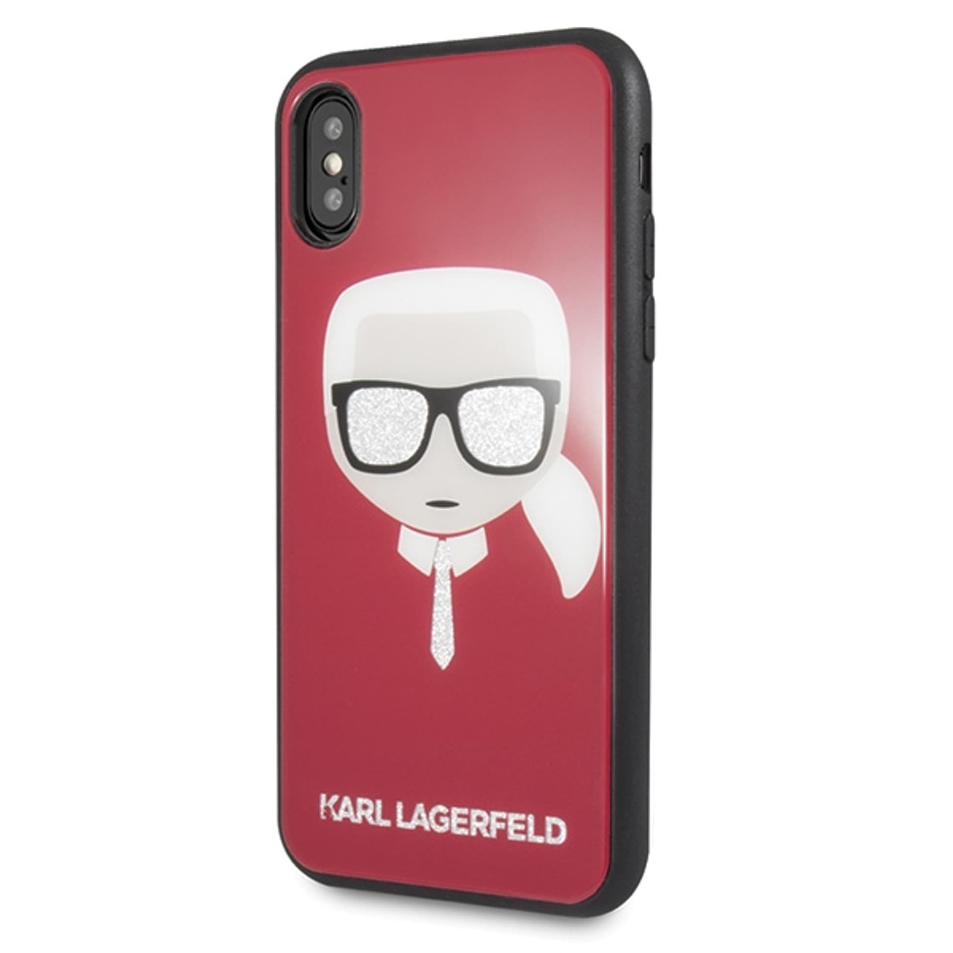 

Karl Lagerfeld KLHCPXDLHRE iPhone X/Xs czerwony/red Iconic Glitter Karl`s Head