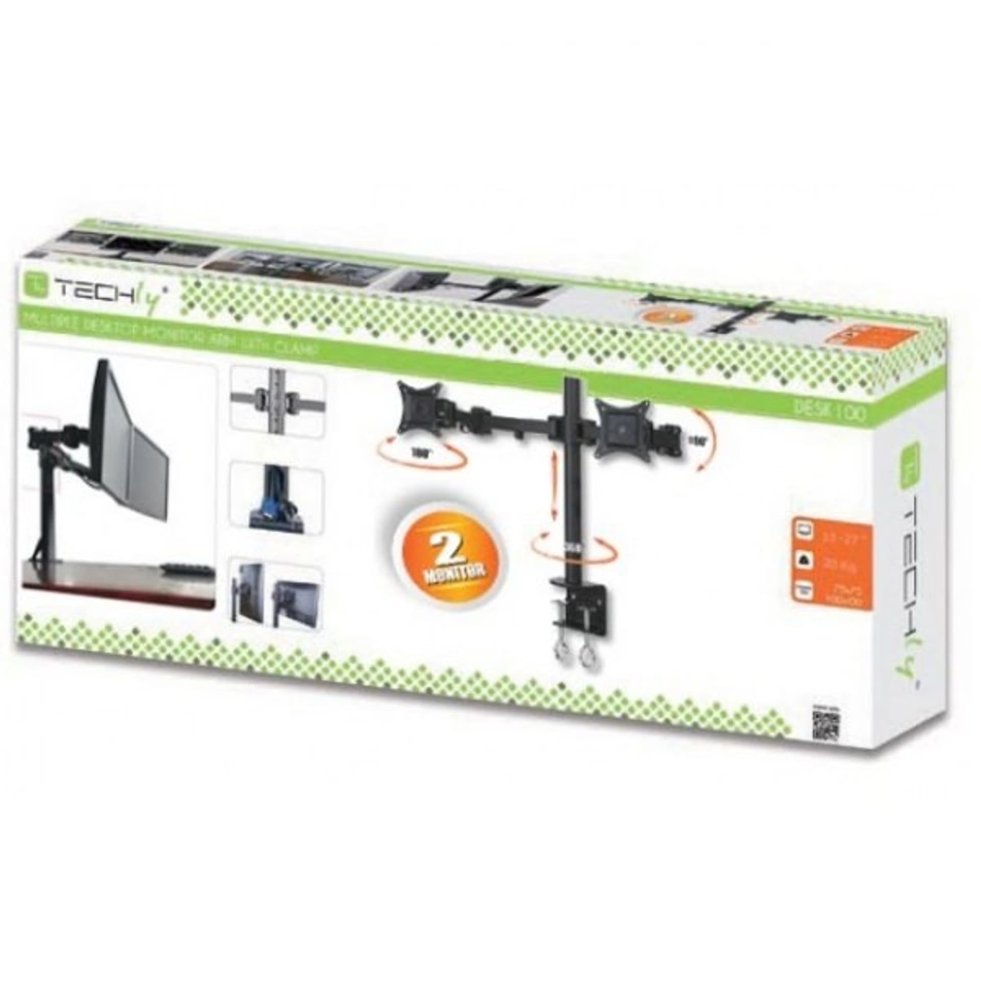 

Uchwyt biurkowy LCD/LED 13-27 cali podwójny 2x10kg, czarny