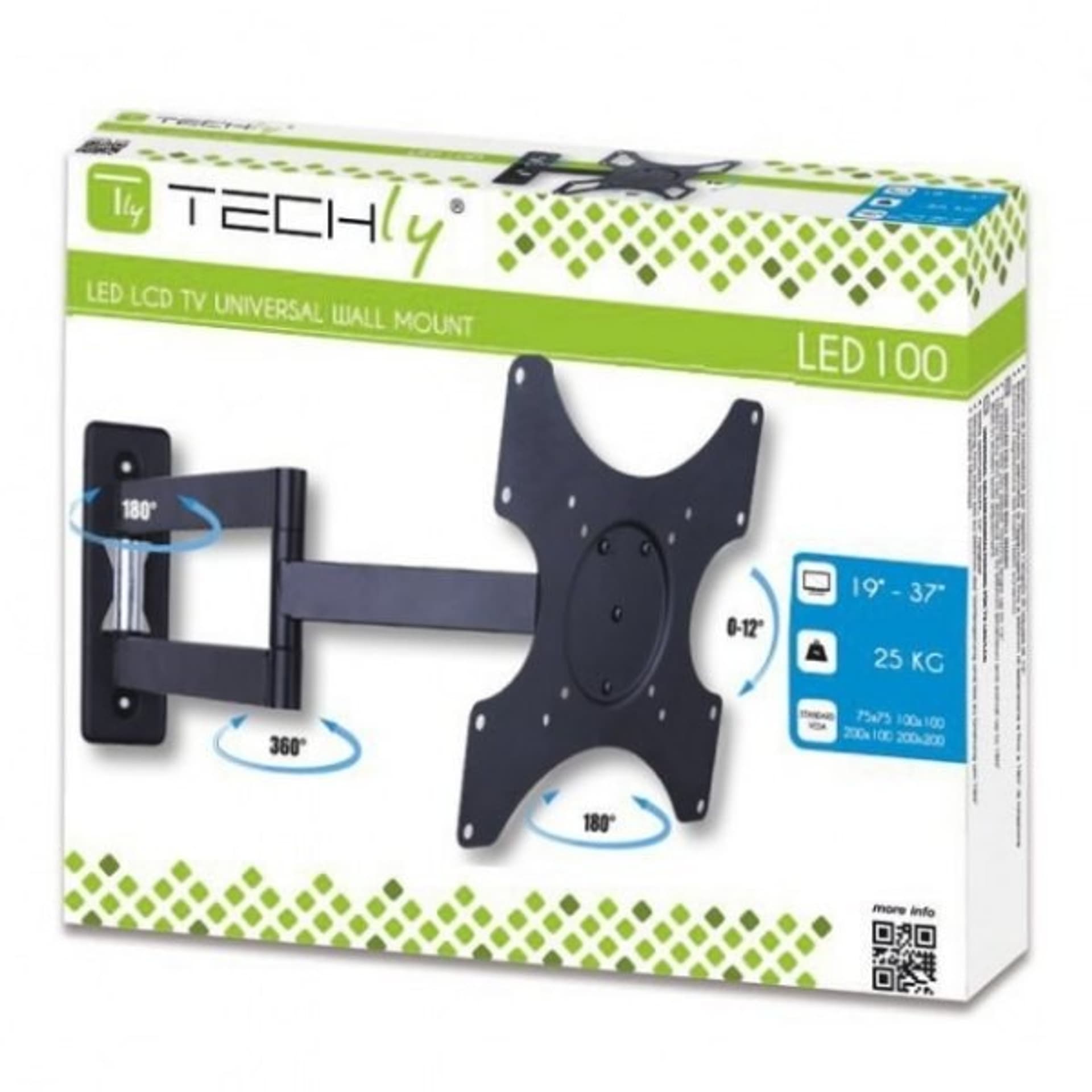 

Uchwyt ścienny LCD/LED 19-37cali podwójne ramię, 25kg, czarny