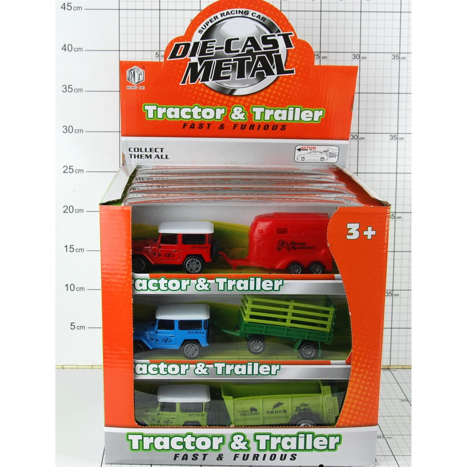 

TRAKTOR METALOWY Z PRZYCZEPĄ W PUDEŁKU