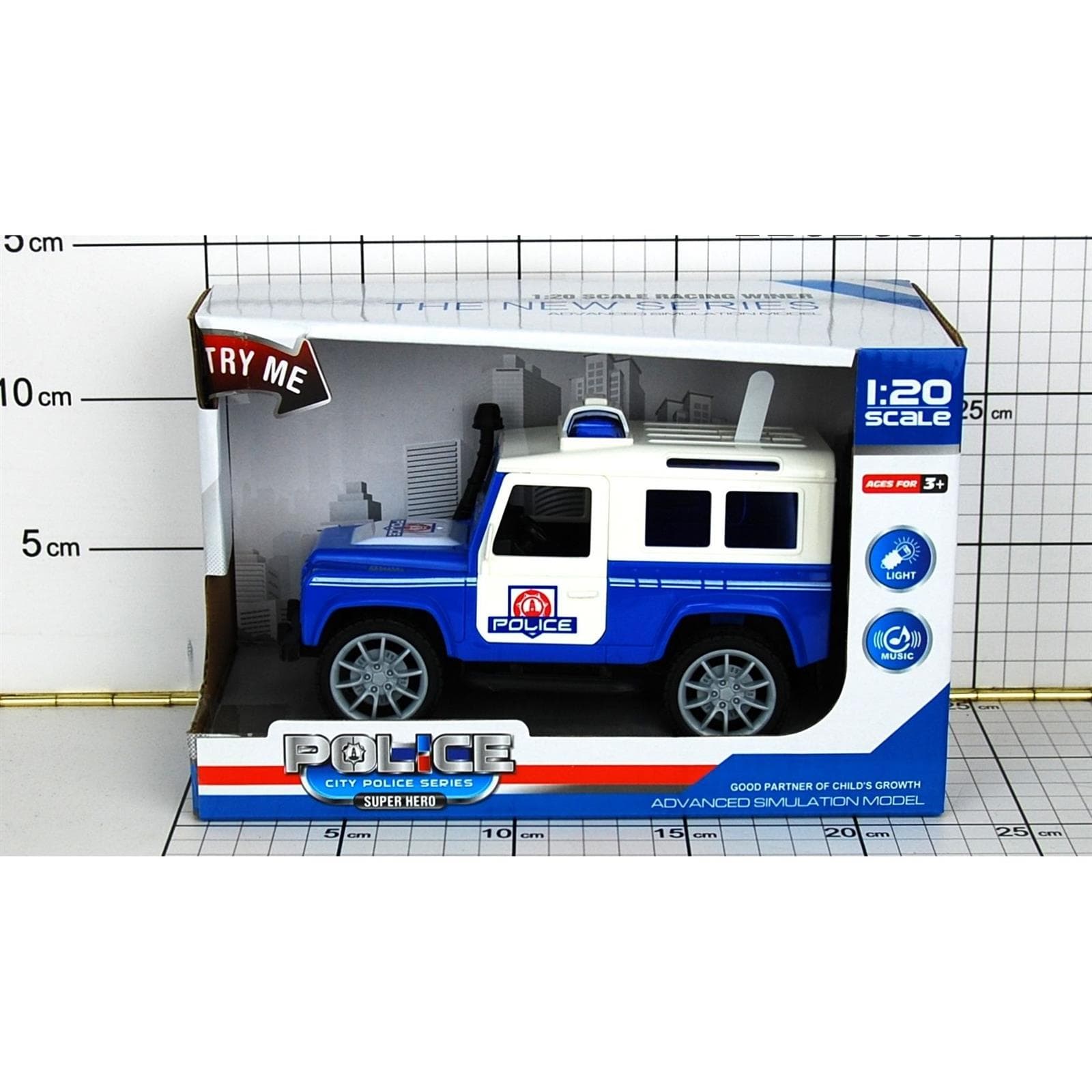 

JEEP POLICJA ŚWIATŁO/DŹWIĘKI W PUDEŁKU