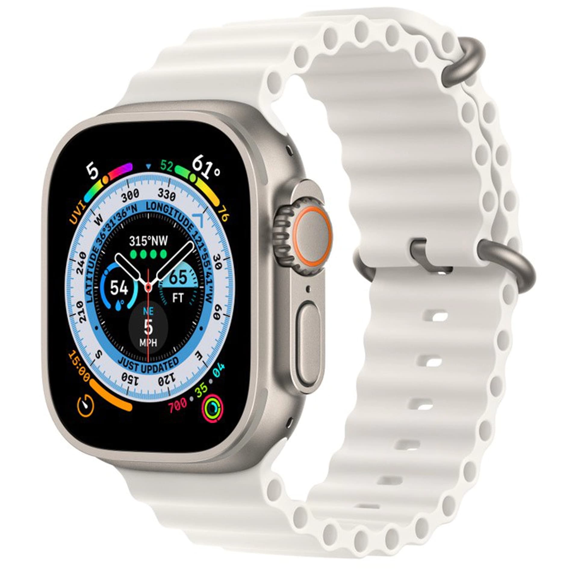 

Watch Ultra GPS + Cellular Koperta 49 mm tytanowa z paskiem Ocean w kolorze białym APPLE WatchOS 9 Biały