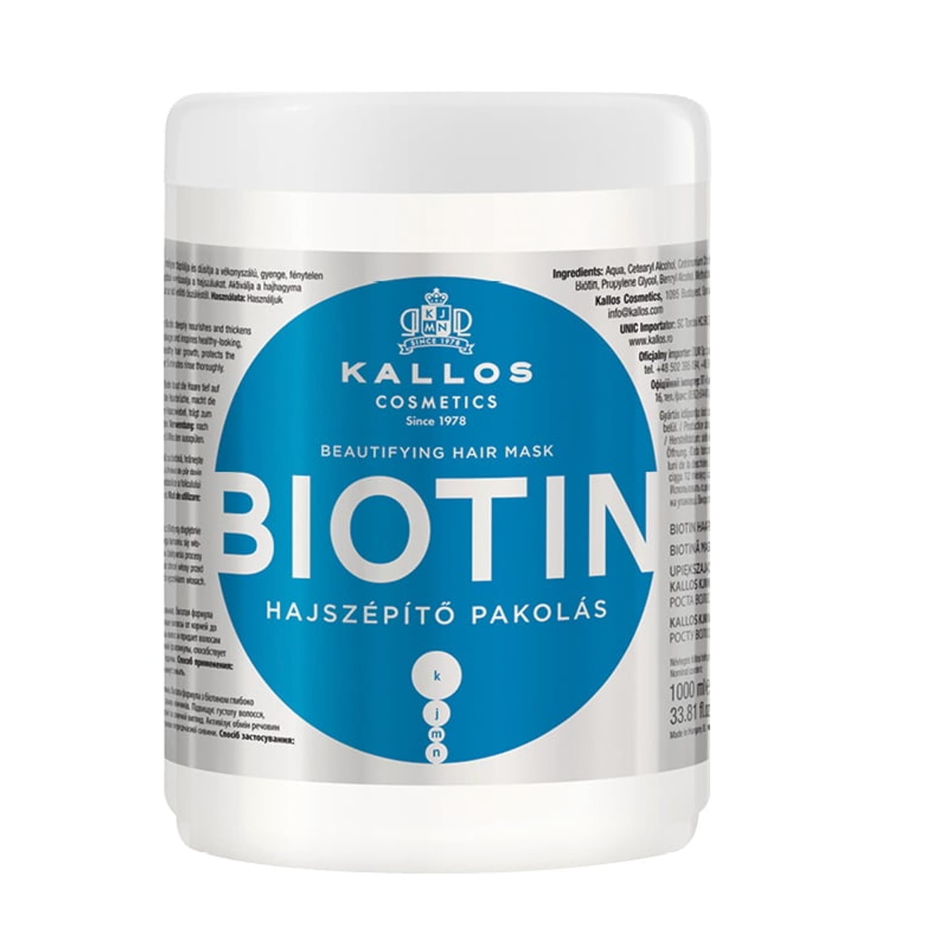 

Kallos Biotin Beautifying Hair Mask upiększająca maska do włosów słabych i pozbawionych blasku 1000ml